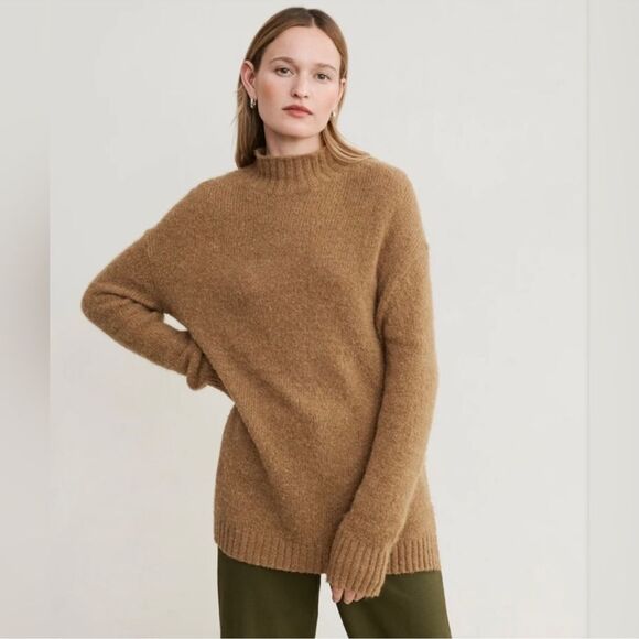 JENNI KAYNE Alpaca Mockneck Pullover In Tan Color Size M - Picture 4 of 7